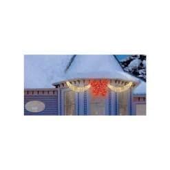 3-Piece Lighted Red and White Bow and Swag Christmas Decoration