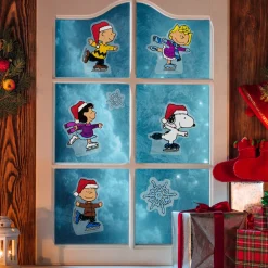 7-Piece Peanuts Characters Ice Skating Christmas Jelz Window Clings