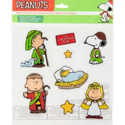 8-Piece Peanuts Christmas Nativity Double Sided Window Cling Decorations