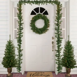 5-Piece Pre-Lit Artificial Wolcott Spruce Christmas Entryway Set