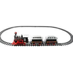 13-Piece Red and Black Battery Operated Lighted and Animated Train Set with Sound