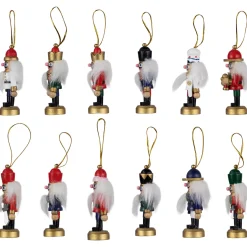12-Piece Red and Blue Mini Christmas Nutcracker Ornament Set 3.25"