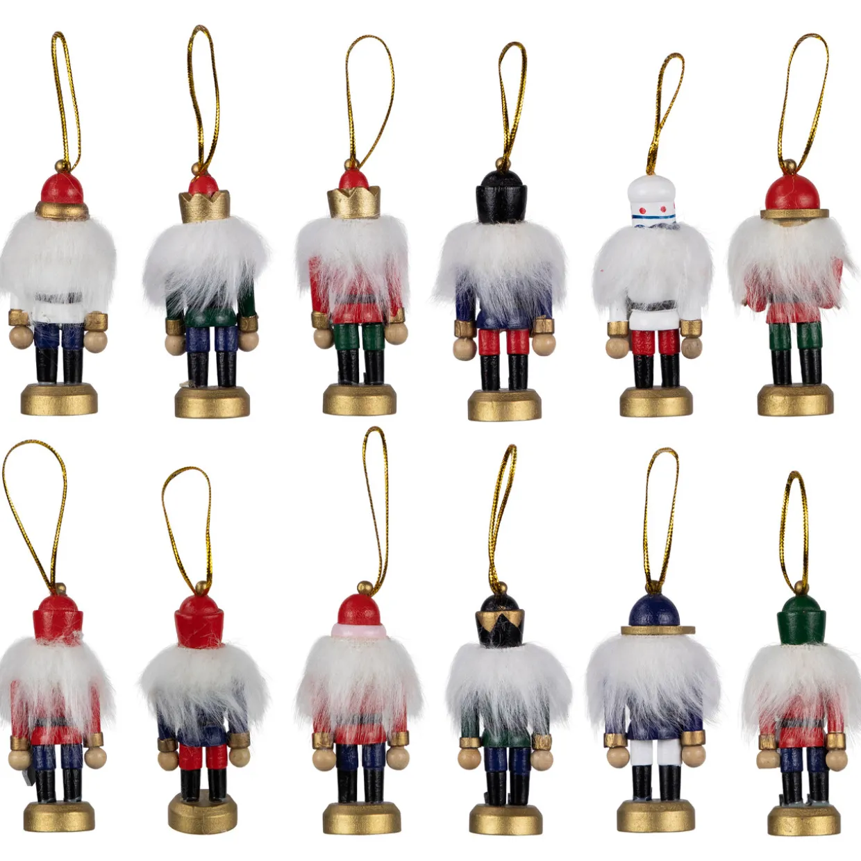 12-Piece Red and Blue Mini Christmas Nutcracker Ornament Set 3.25"