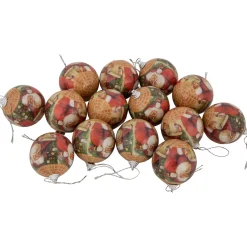 14-Piece Santa with List Decoupage Christmas Ball Ornament Set, 2.25" (60mm)