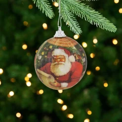 14-Piece Santa with List Decoupage Christmas Ball Ornament Set, 2.25" (60mm)