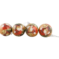 14-Piece Santa with List Decoupage Christmas Ball Ornament Set, 2.25