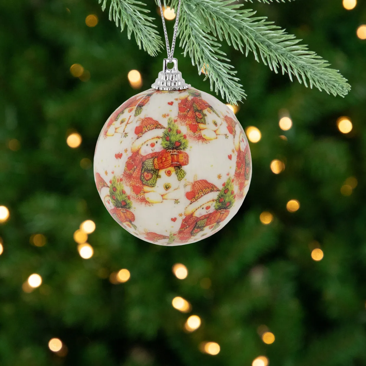 14-Piece Snowman Decoupage Christmas Ball Ornament Set, 2.25" (60mm)