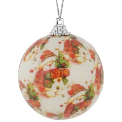 14-Piece Snowman Decoupage Christmas Ball Ornament Set, 2.25
