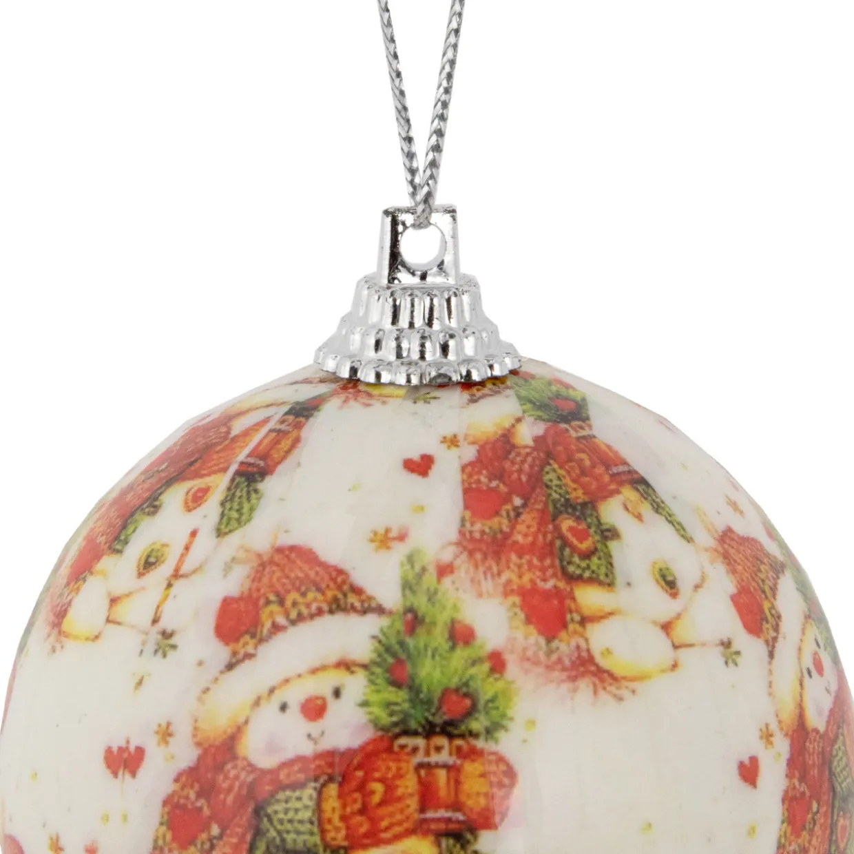 14-Piece Snowman Decoupage Christmas Ball Ornament Set, 2.25" (60mm)