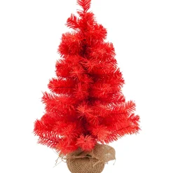 Pine Christmas Tree with Natural Jute Base - 18" - Scarlett Red