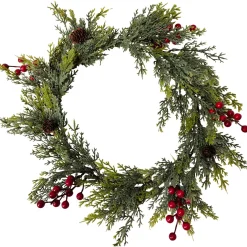 Pine Cone and Berries Winter Foliage Christmas Wreath - 16" - Unlit