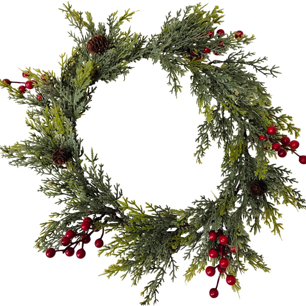 Pine Cone and Berries Winter Foliage Christmas Wreath - 16" - Unlit