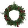 Pine Cones and Berries Artificial Christmas Wreath with Ribbon - 24" - Unlit