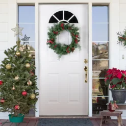 Pine Cones and Berries Artificial Christmas Wreath with Ribbon - 24" - Unlit