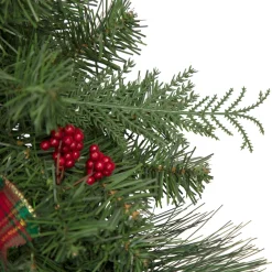Pine Cones and Berries Artificial Christmas Wreath with Ribbon - 24