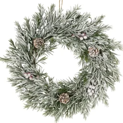 Pine Cones and Berries Flocked Pine Artificial Christmas Wreath - 20" - Unlit