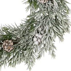Pine Cones and Berries Flocked Pine Artificial Christmas Wreath - 20