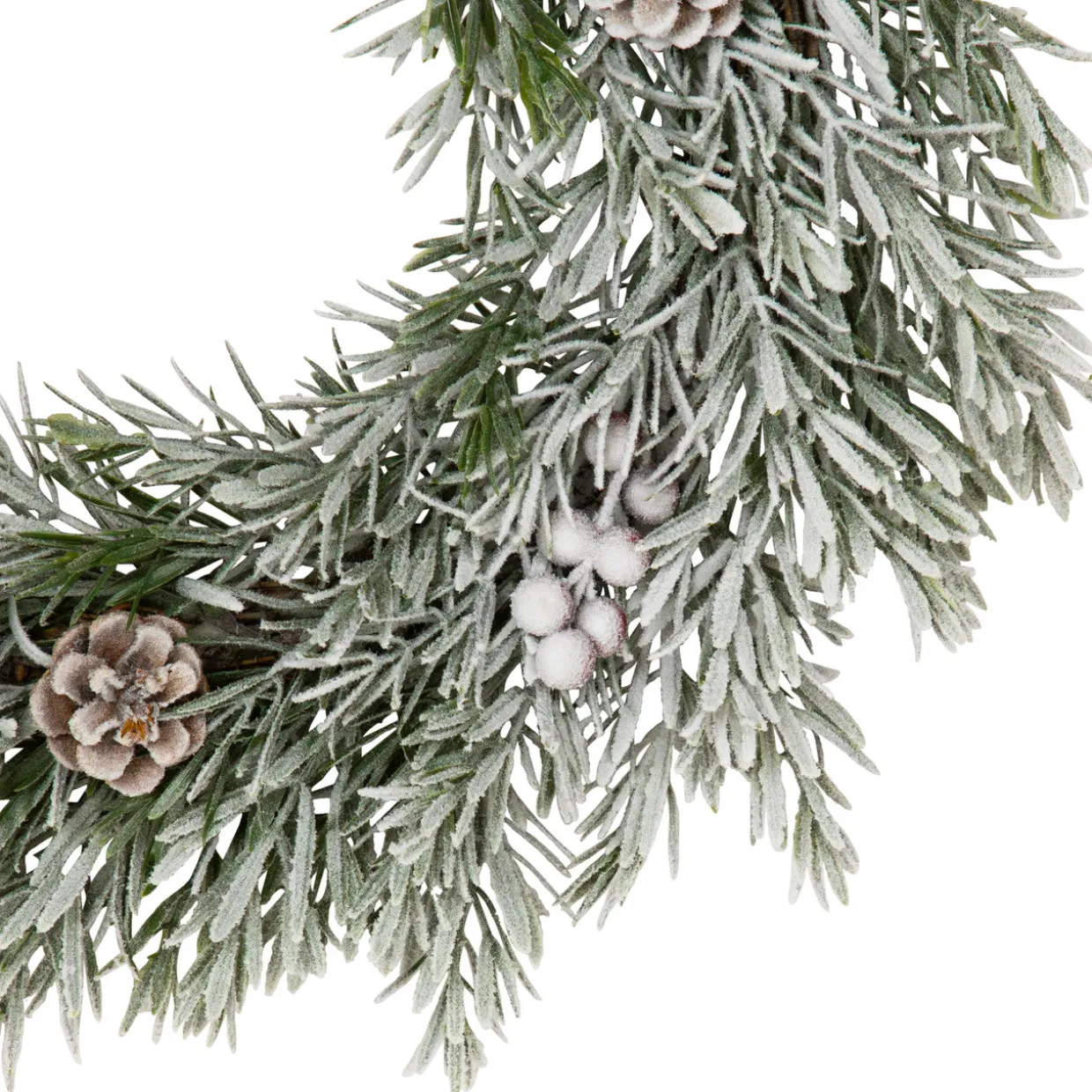 Pine Cones and Berries Flocked Pine Artificial Christmas Wreath - 20" - Unlit
