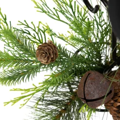 Pine Cones and Jingle Bell Christmas Pillar Candle Holder - 10