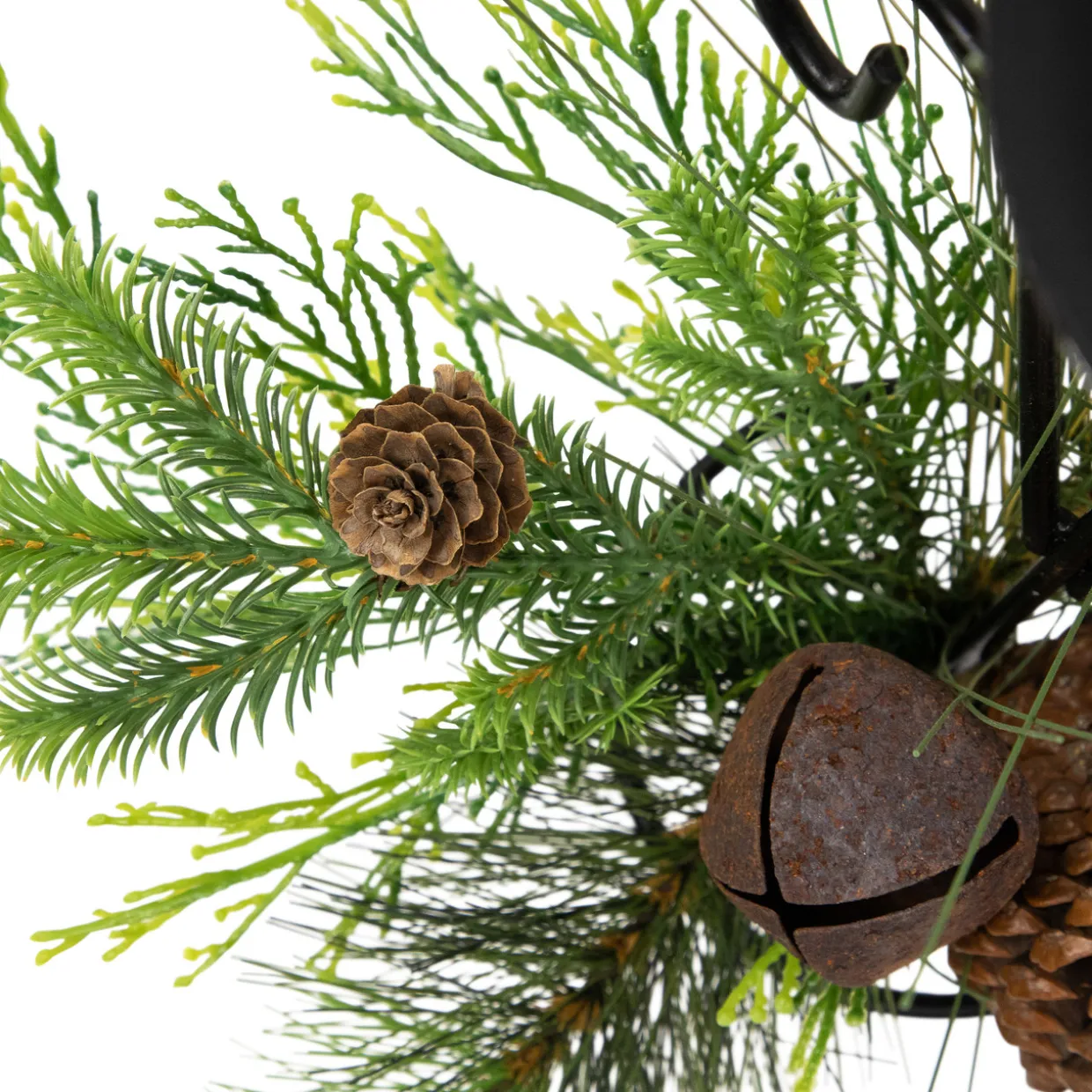 Pine Cones and Jingle Bell Christmas Pillar Candle Holder - 10"