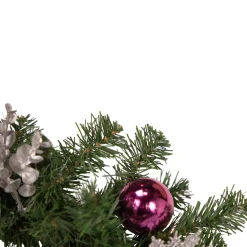 Pine Foliage Poinsettia and Snowflake Artificial Christmas Garland - 6' x 9