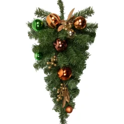 Pine Foliage with Ornaments Artificial Christmas Teardrop Swag - 30" - Unlit