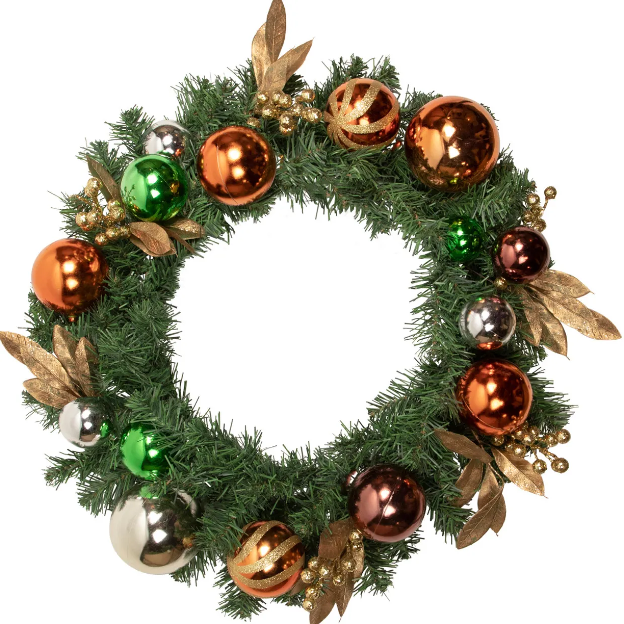 Pine Foliage with Ornaments Artificial Christmas Wreath - 24" - Unlit