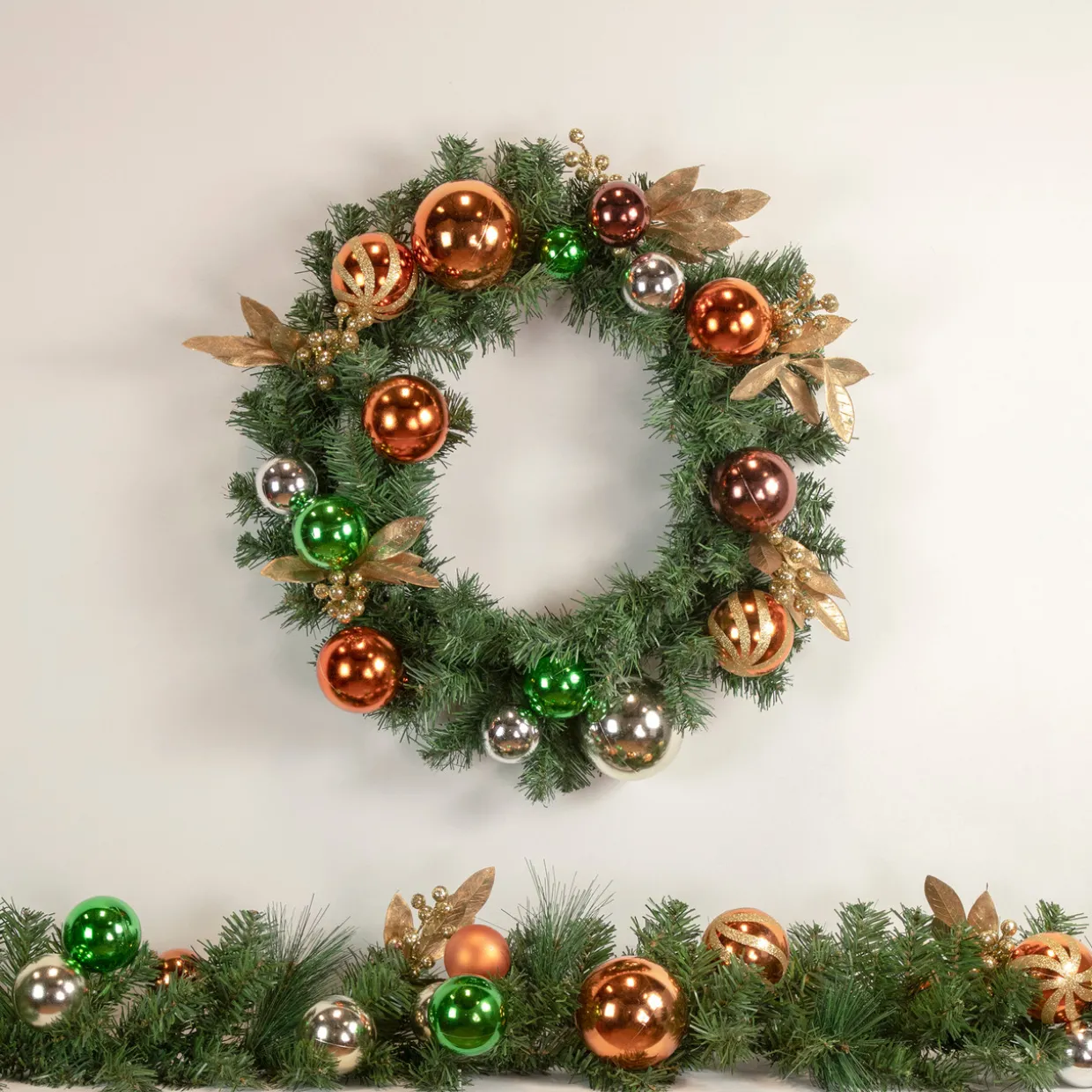 Pine Foliage with Ornaments Artificial Christmas Wreath - 24" - Unlit