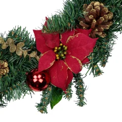 Pine, Poinsettia, Berry and Pine Cone Artificial Christmas Wreath, 24-Inch, Unlit