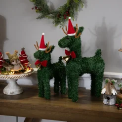 Pine Reindeer with Bell Artificial Christmas Decoration - 12"