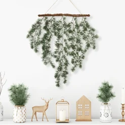 Pine Sprigs with Pine Cones Christmas Swag Wall Hanging- 27.5"