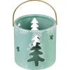 Pine Tree and Star Cutout Tea Light Christmas Candle Holder - 4.25" - Green