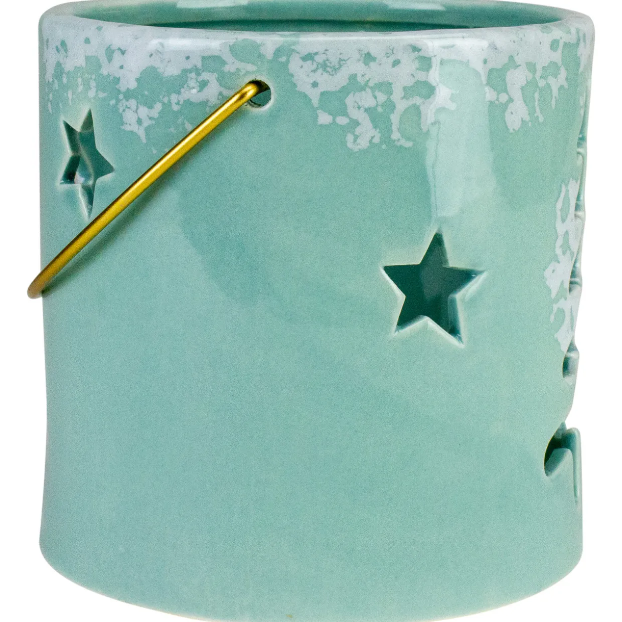 Pine Tree and Star Cutout Tea Light Christmas Candle Holder - 4.25" - Green