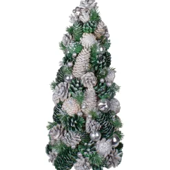Pinecone and Ornaments Glitter Cone Christmas Tree - 18"