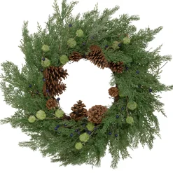 Pinecones and Blueberries Artificial Christmas Wreath, 28-Inch, Unlit