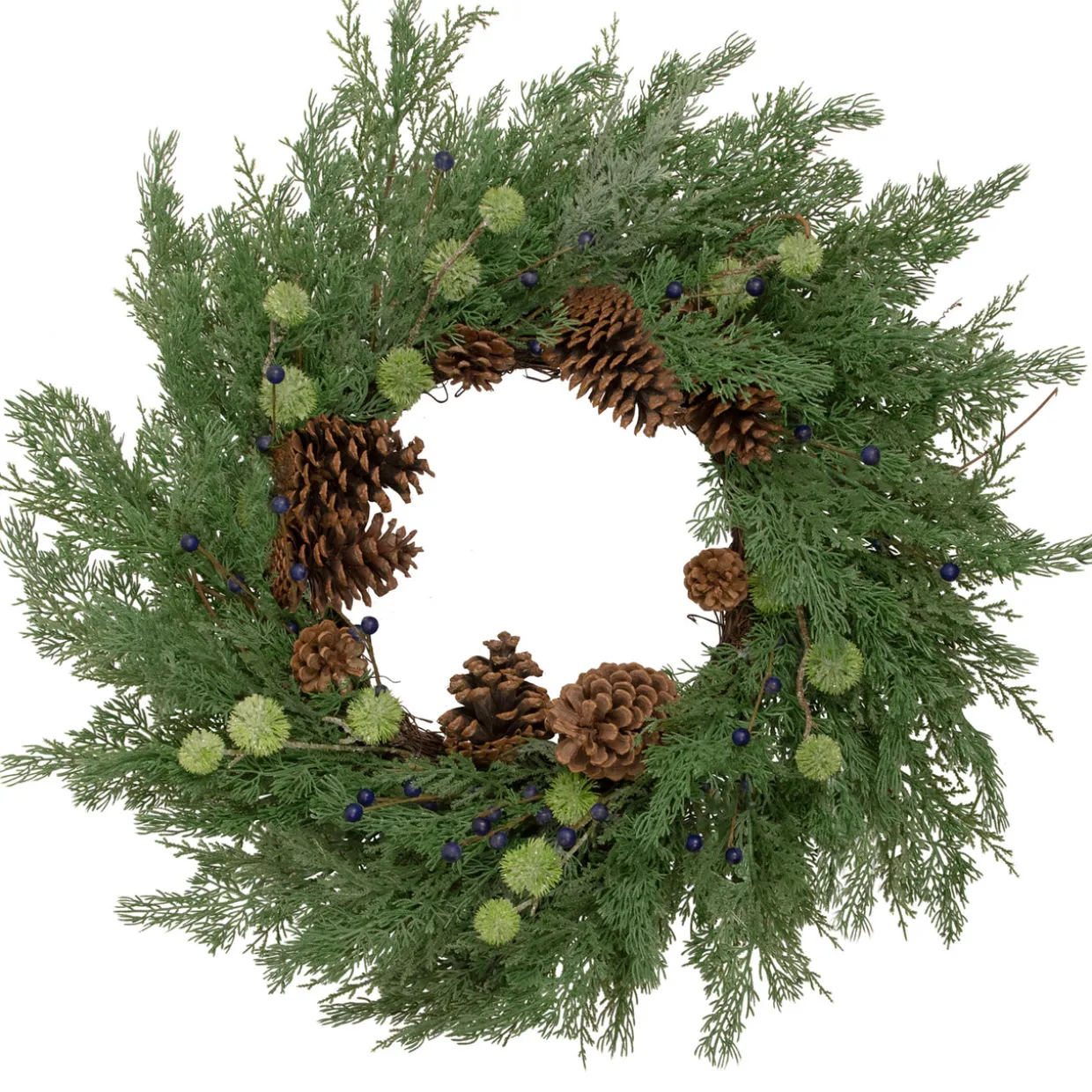 Pinecones and Blueberries Artificial Christmas Wreath, 28-Inch, Unlit