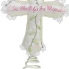 Pink "God Bless Baby's First Christmas" Cross Tree Topper