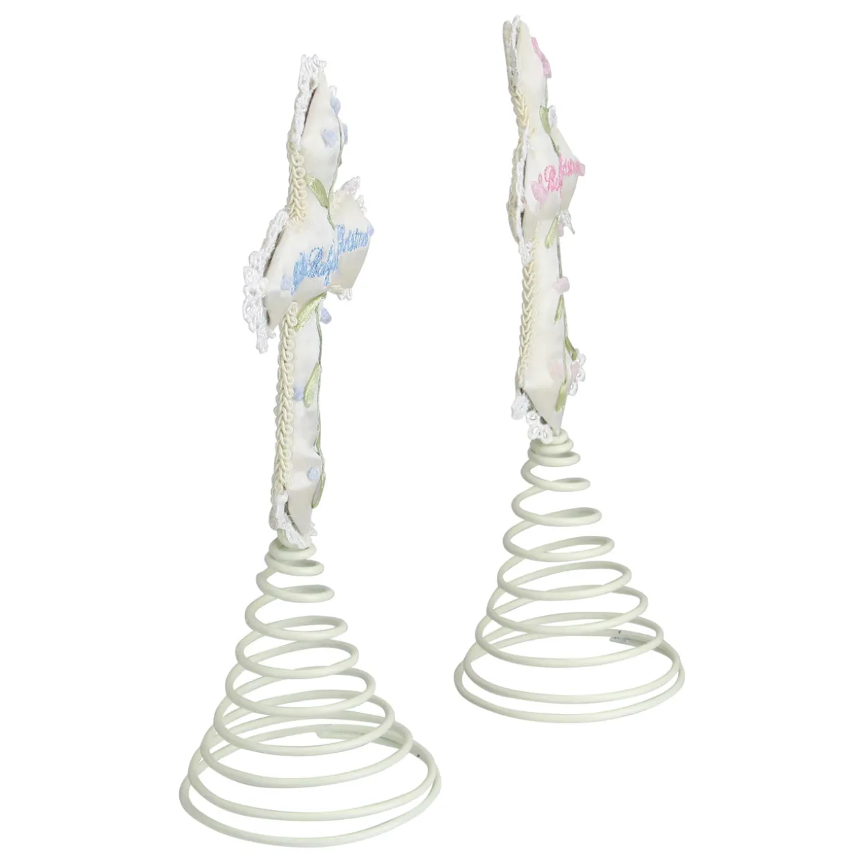 Pink "God Bless Baby's First Christmas" Cross Tree Topper