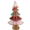 Plaid and Polka Dot Christmas Tree with Ribbon Bow Decoration - 23"