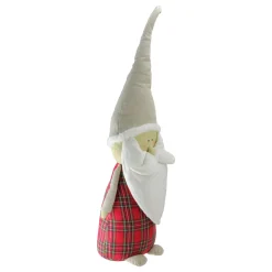 Plaid Blushing Santa Gnome Figure - 19" - Red and White