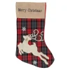 Plaid Merry Christmas Reindeer Stocking - 19" - Red and Green