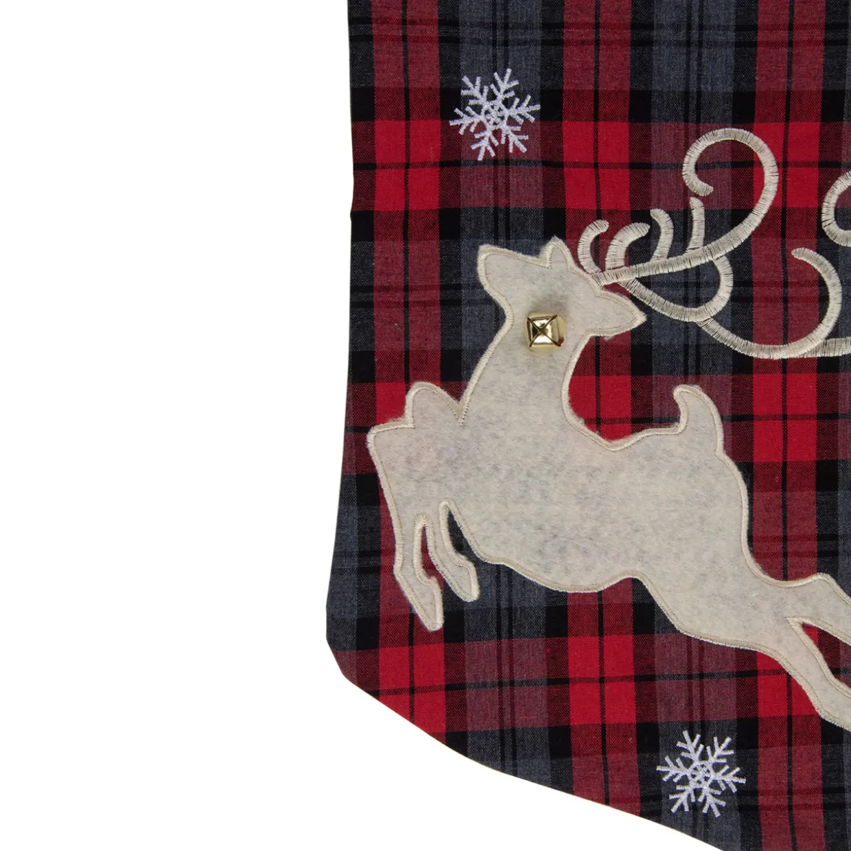 Plaid Merry Christmas Reindeer Stocking - 19" - Red and Green