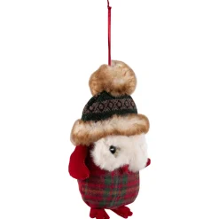 Plush Baby Owl in Plaid Christmas Ornament - 7
