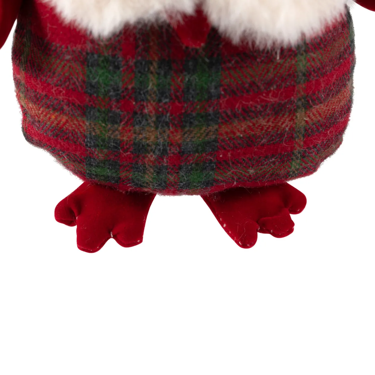 Plush Baby Owl in Plaid Christmas Ornament - 7"