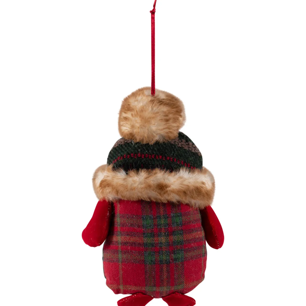 Plush Baby Owl in Plaid Christmas Ornament - 7"