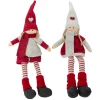 Plush Boy and Girl Sitting Christmas Figures - 19" - Red and Beige - Set of 2
