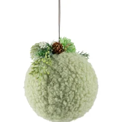 Plush Christmas Ball Ornament with Winter Foliage - 4