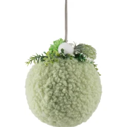 Plush Christmas Ball Ornament with Winter Foliage - 4