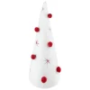 Plush Christmas Cone Tree with Pompom Ornaments - 11" - White and Red
