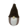 Plush Fleece Gnome Head Hanging Christmas Ornament - 7" - Brown